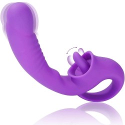 (Y3239) VASANA Klitoris ve G Spot Uyarıcı 2 in 1 Hareketli Orgazm Dil Vibratör - Mor