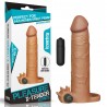 (LV1065B) 7.5 CM Dolgulu Gerçekçi Melez Doku Titreşimli Penis Kılıfı - Pleasure X-Tender