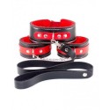 (RS2260) Kırmızı Siyah Boyun Tasması ve Kelepçe Set