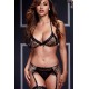(MS3893)Seksi Leopar Jartiyer Takım+ ÇORAP HEDİYELİ