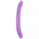 (C-CH7307)Hi-Rubber Şeffaf Jel Çift Taraflı Dildo - 32.5cm Mor