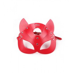 Kırmızı kedi kulaklı deri görünümlü fantazi maske Ankara erotik shop